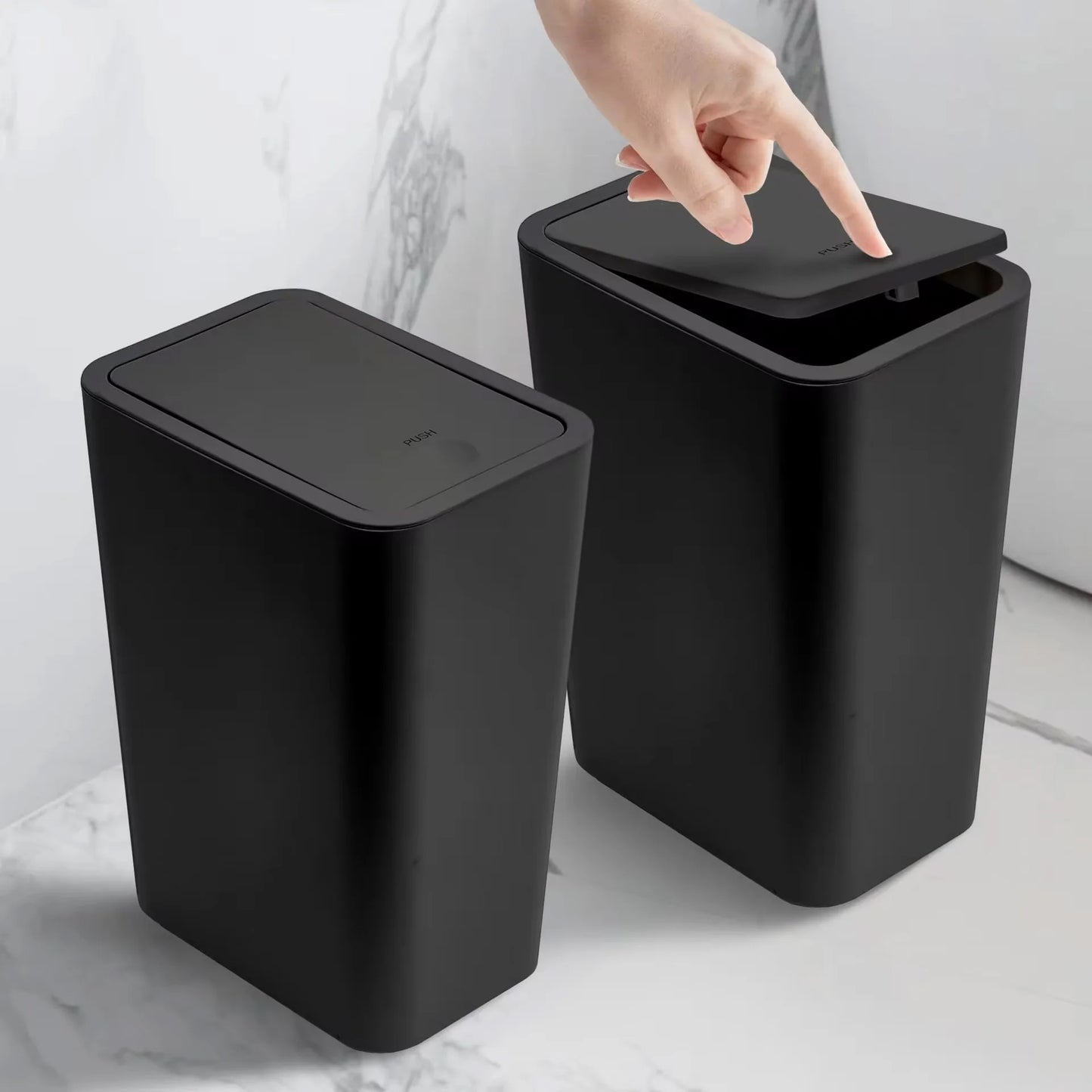 Bathroom Trash Can-10L Small Garbage Can with Press Top Lid for