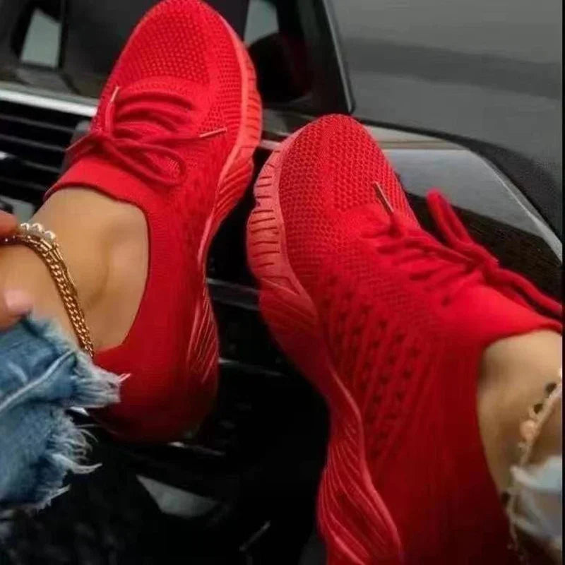 Women's Sneakers Breathable Casual Women Socks Shoes Lace Up Ladies