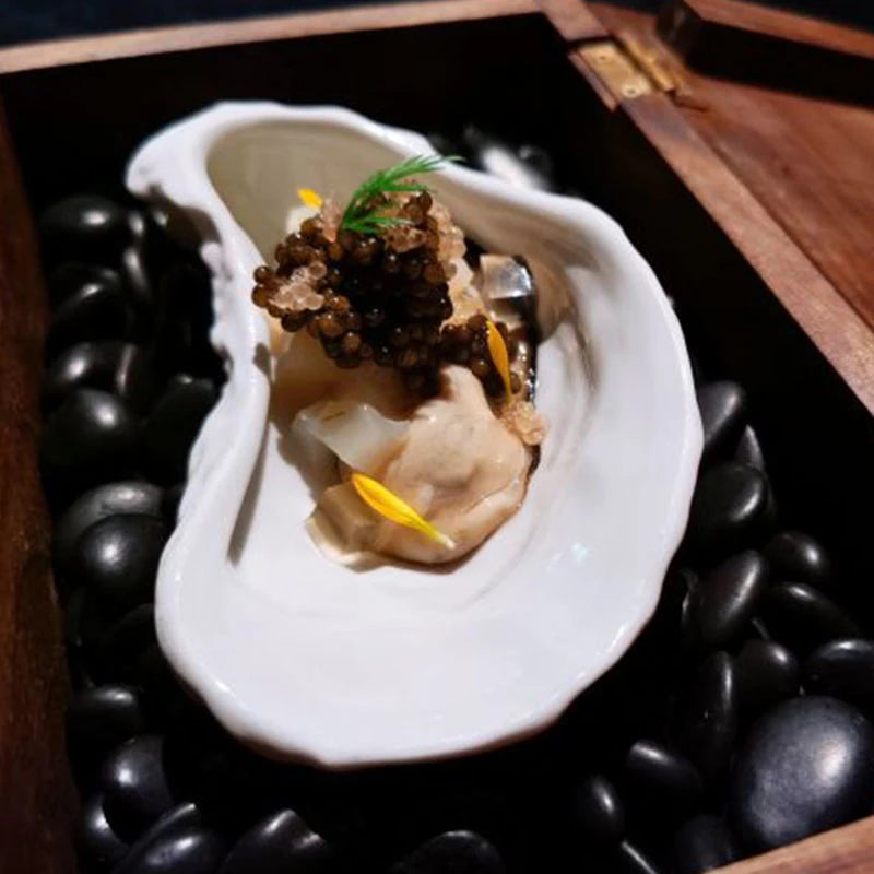 1PC Molecular Cuisine Oyster Shell Ceramic Creative Tableware Plate