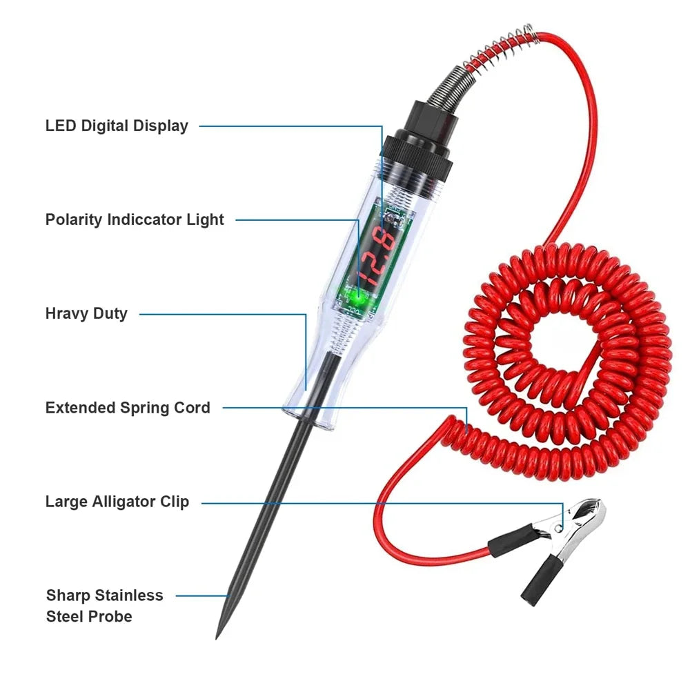6V/12V/24V Car Circuit Tester Premium Test Light Probe Pen Light Bulb