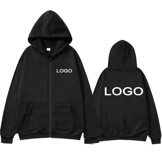 Customized Printed Men Women Zipper Up Hoodie Loose Casual Clothing