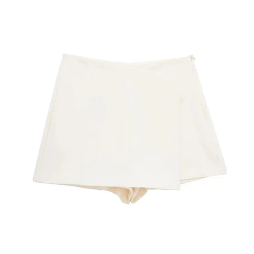 TRAF 2024 Asymmetric Skort For Women Black High Waist Mini Skirt