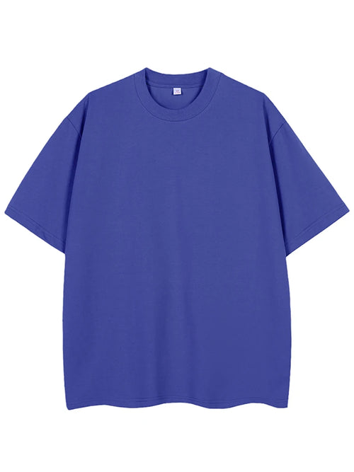 260G Heavy Cotton Summer T Shirt Men Korean Fashion Short Sleeve Loose