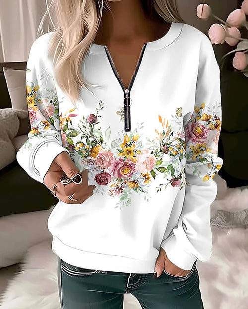 Women's Hoodies Women Fashion Floral Hoodies Flower Painting