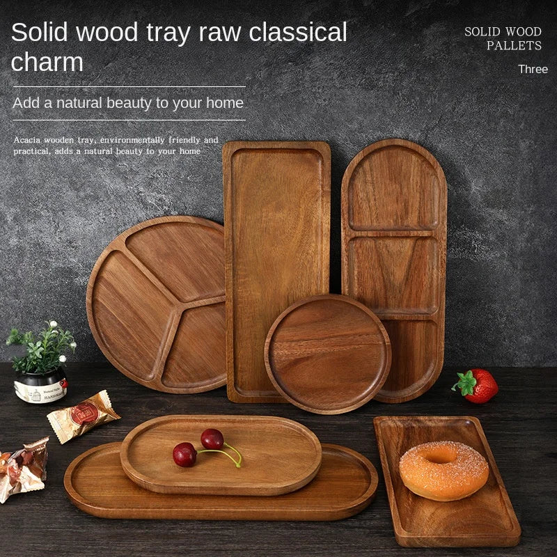 Japanese solid wood fruit plate factory wholesale wooden tray