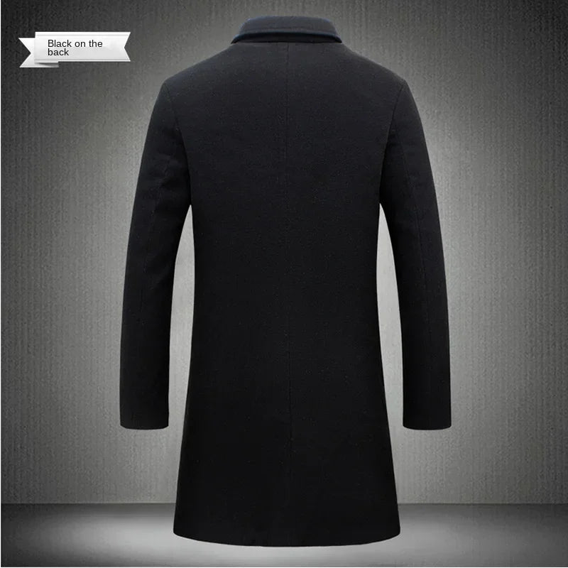 2024 Spring Autumn New Long Cotton Coat New Wool Blend Pure Color