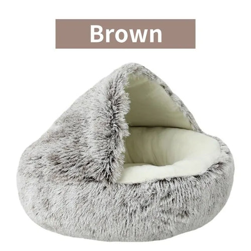 Soft Plush Pet Bed with Cover Round Cat Bed Pet Mattress Warm Cat Dog