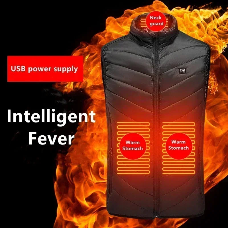 21 Zone Heating Vest Men's USB Infrared Thermal Jacket Smart Heating