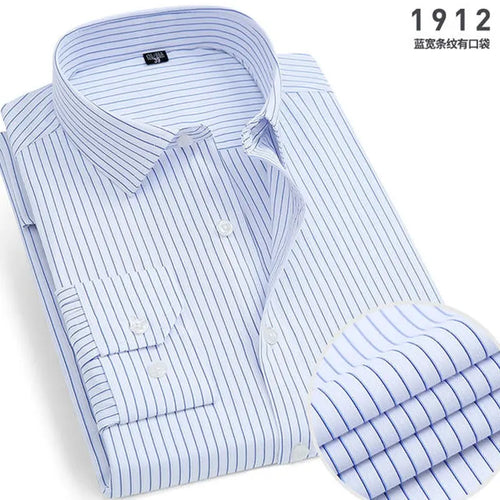 Spring New Men's Striped long-sleeved Shirt Non-ironing Anti-wrinkle