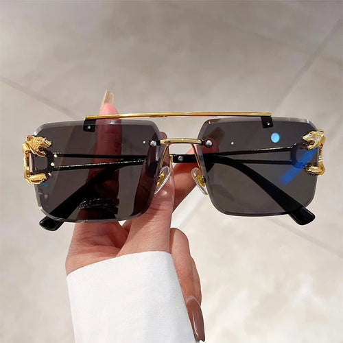 1pcs Retro Frameless MEN'S AND WOMEN'S Sunglasses, Fashionable, Nickel
