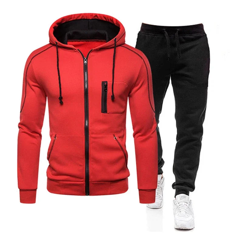 2024 Men Sets Wear Men's Fashion Autumn Winter Double Zipper Jacket/