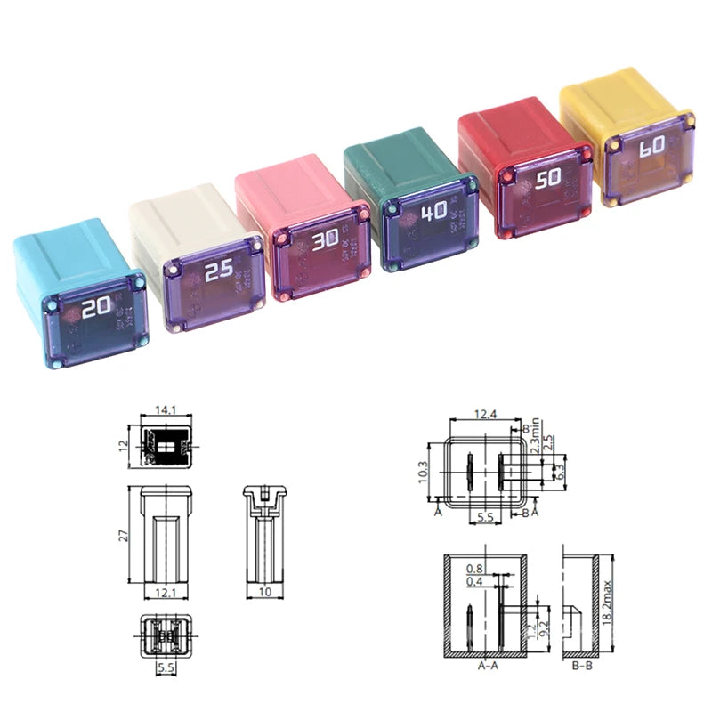 Square Fuse 20A 25A 30A 40A 50A PEC Automotive Car Fuse Tube