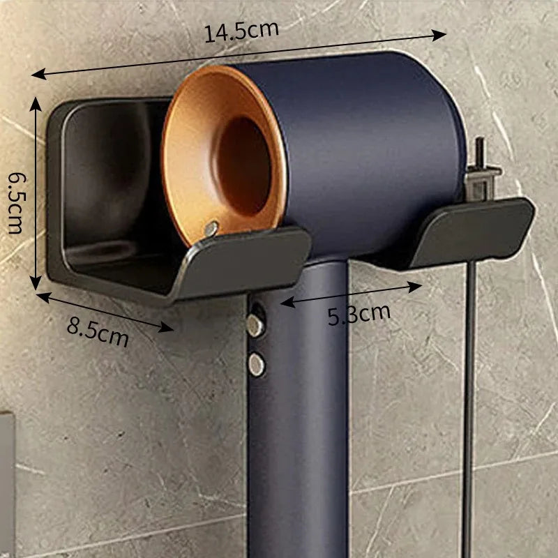 Wall mounted non perforated hair dryer storage rack Bathroom hair