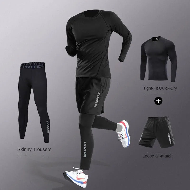 Men's Ice Fiber Quick-Dry Running & Fitness Full Set/Suit Tracksuit