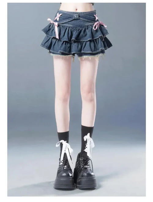 New Fashion Women Hot Girl Sweet Kawaii Bow Vintage Y2k Clothes