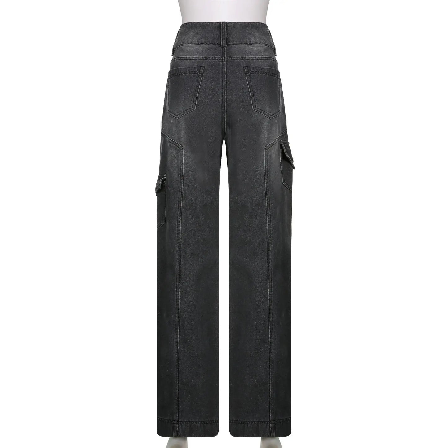 New Street High Waist Straight Leg Casual Jeans with Irregular Pockets