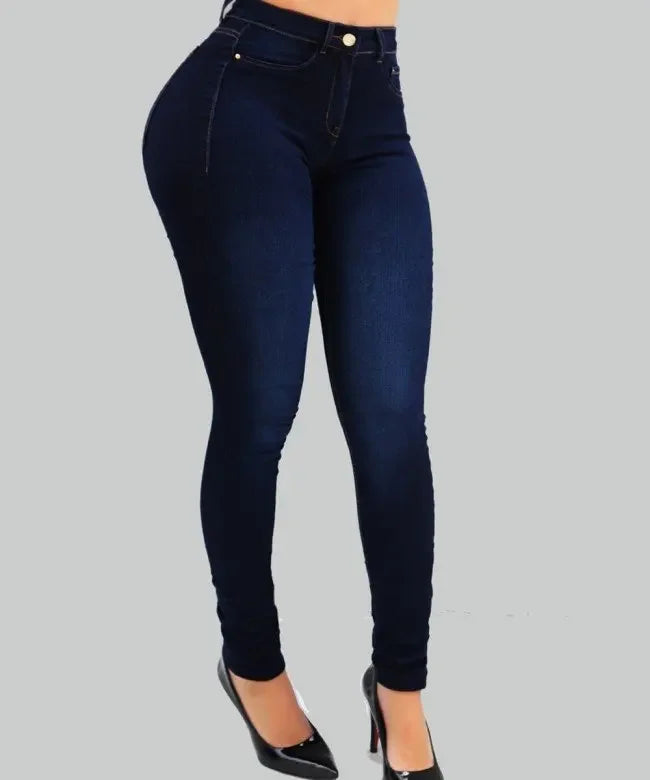Woman's pure color jeans denim high waist jeans street play cultivate