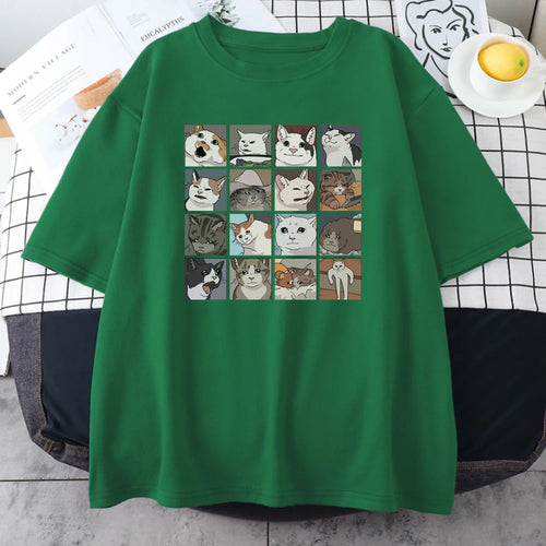 Meme Cats Puzzle Creativity Printed Men T-Shirts Beach Breathable