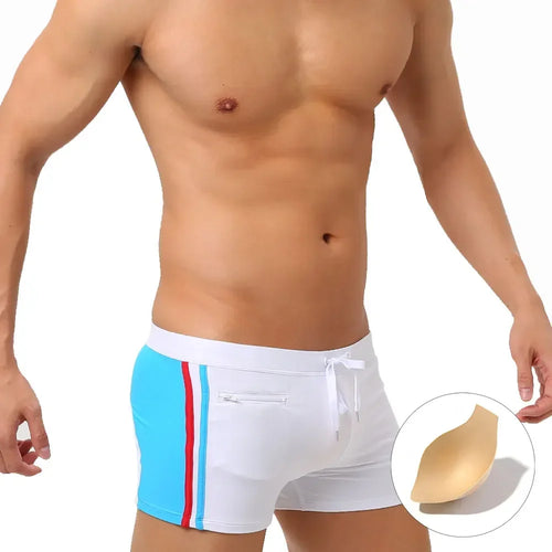 Sexy Swimsuit Beach Quick Drying Trunks Men Swimwear with Zipper