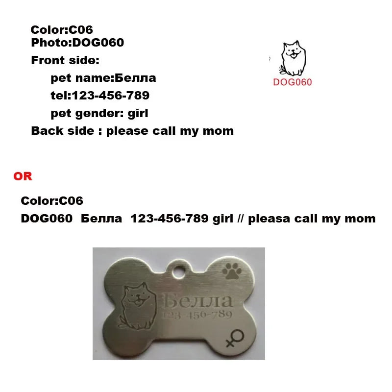 2pcs/lot Pet Dog Cat ID Name Tag Identification Pet Collar Kitten