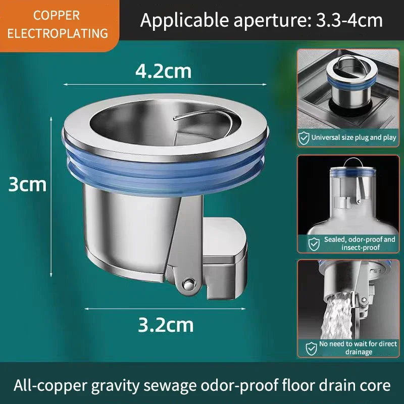 All-copper Floor Drain Core Floor Shower Drain Stopper Insectproof