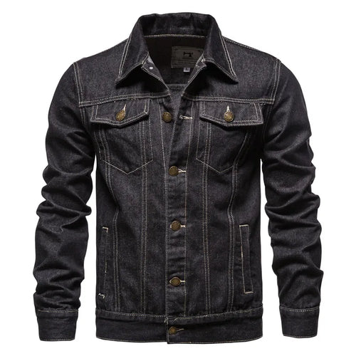 2024 Autumn Men Solid Denim Jackets Fashion Motorcycle Vintage Jeans
