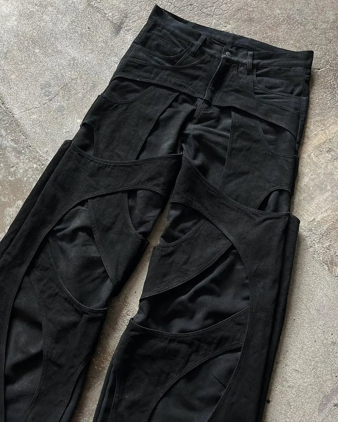 2024 New Gothic Retro Jeans for Men Wide Leg Straight Black Y2k Baggy