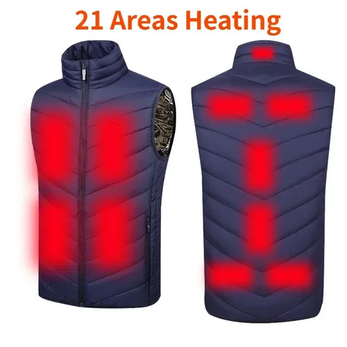 21 Zone Heating Vest Men's USB Infrared Thermal Jacket Smart Heating
