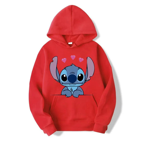 Disney Stitch Cartoon Anime Women Pullover Spring Autumn Men Oversized