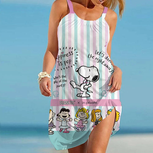 Women's Beach Dresses Kawaii Snoopy S-3XL Summer Anime Y2k 2024