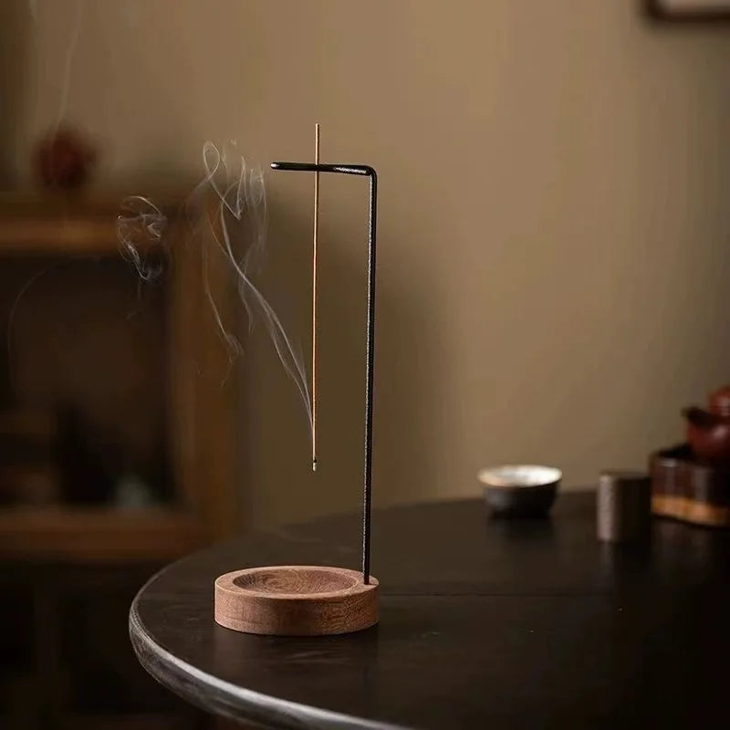 Creative Upside Down Incense Burner Incense Stick Holder Wooden Round