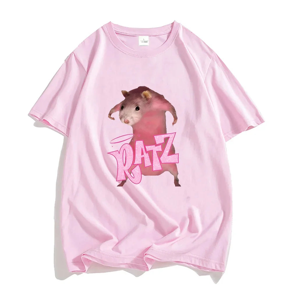 Ratz Mouse Cartoon Printed Women's T-shirt Casual Short Sleeve T-shirt
