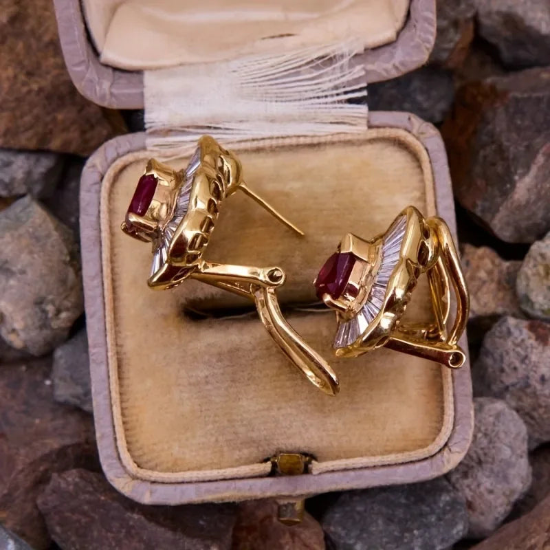 Luxury Super Shiny White Zirconia Vintage Synthetic Gemstone Earrings