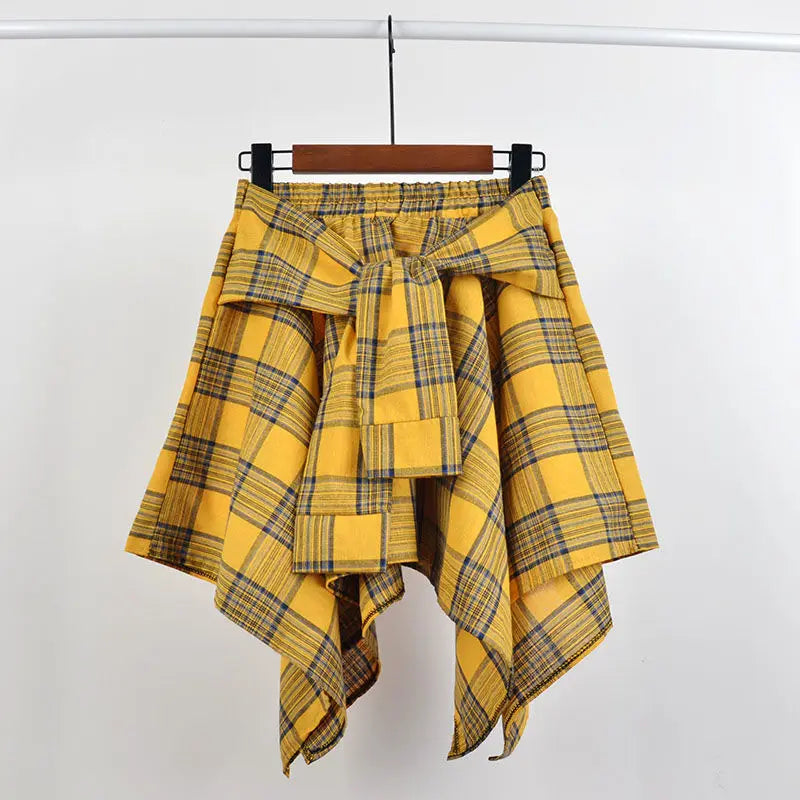 Summer Casual Retro Irregular Women Skirt Bow-knot Elastic Waist Shirt