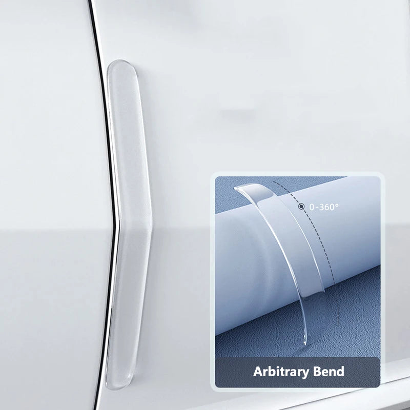 4PCS Extended Car Door Bumper Strip Transparent Body Protector