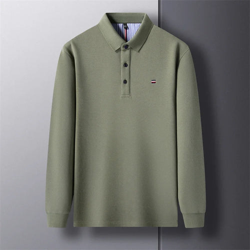 New Men's Casual and Fashionable Embroidered Long Sleeved Polo Shirt