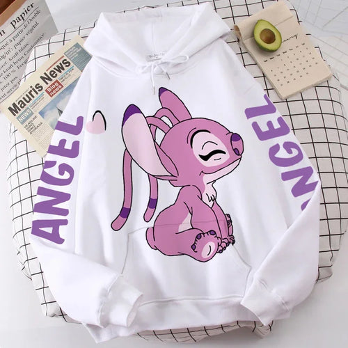 Disney Hoodie Fashion Stitch Angel Monster Letter Cartoon Sweatshirt
