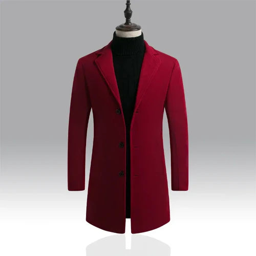 2024 Spring Autumn New Long Cotton Coat New Wool Blend Pure Color