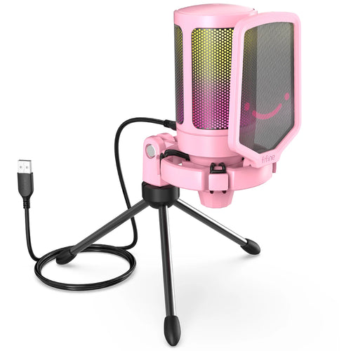 FIFINE USB Condenser Gaming Microphone, for PC PS4 PS5 MAC with Pop