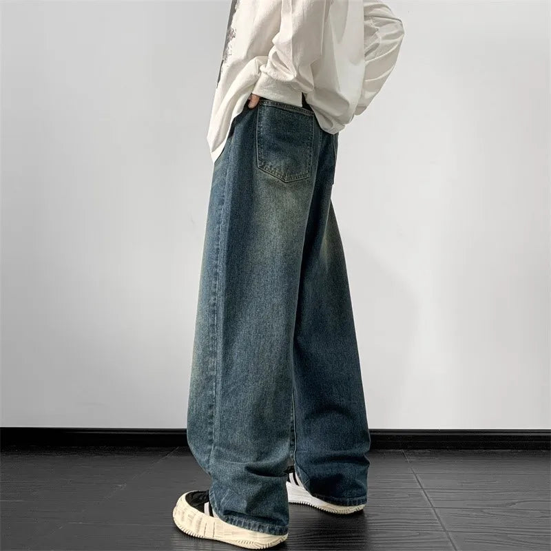 Jeans men Wide Leg Jeans Male Loose Straight Denim Pants 2024 Autumn
