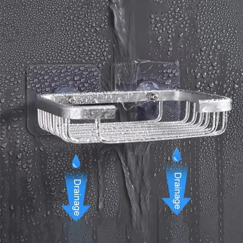 1pc Wall Mounted Aluminum Soap Rack, Kitchen, Bathroom, Draining Soap