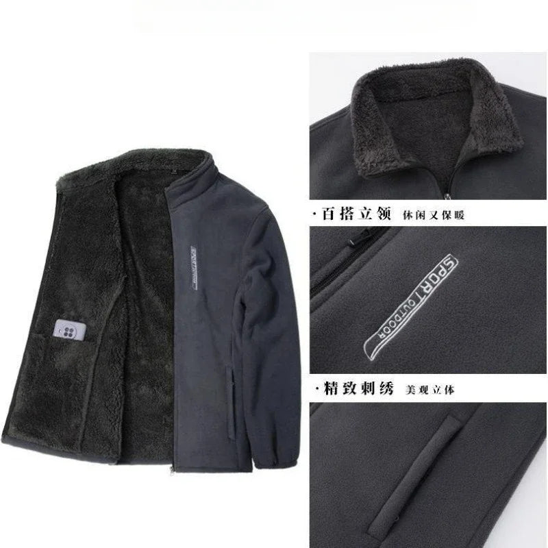 Winter Men Outdoor Fleece Jacket Casual Polar Fleece Cold-Proof