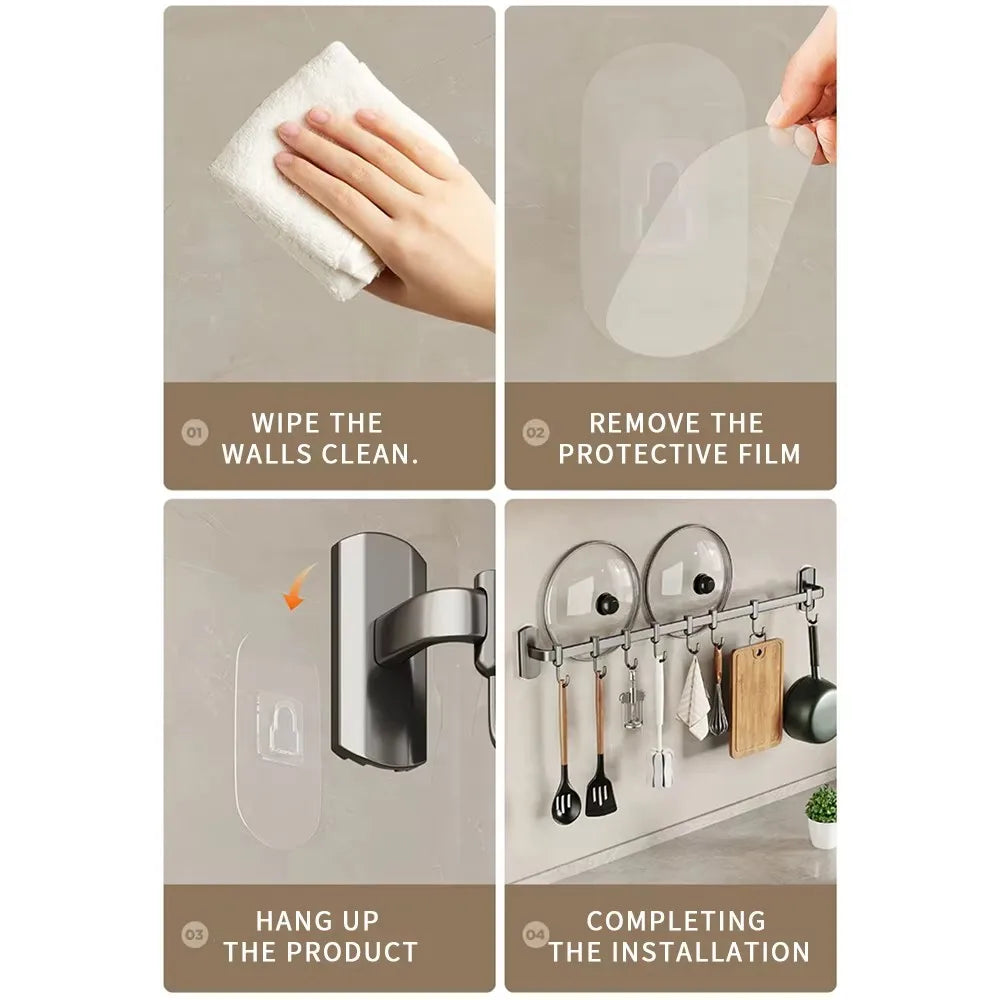 Wall Mounted Hooks Rack Kitchen Organizer Utensils Knife Holder