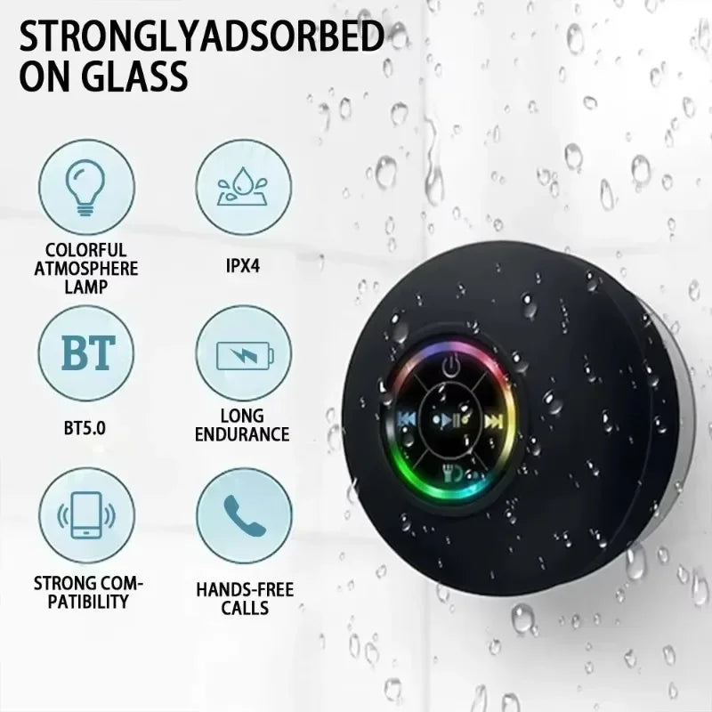 Mini Portable Bluetooth Audio IPX4 Waterproof Led Lights Bathroom