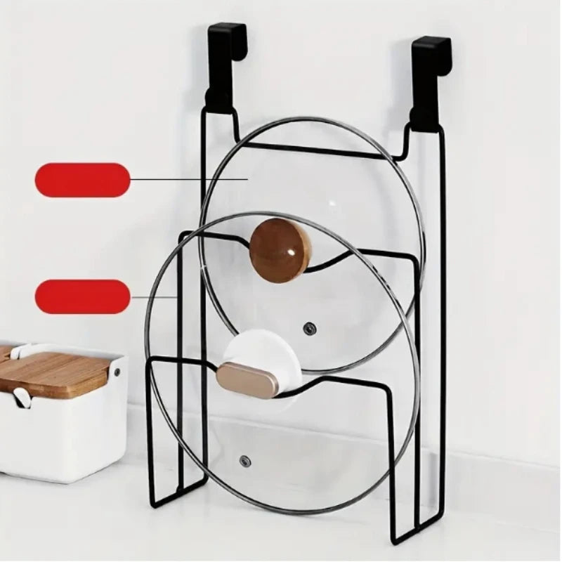 Hanging Pot Lid Rack for Cupboard Door Cutting Board Storage Shelf