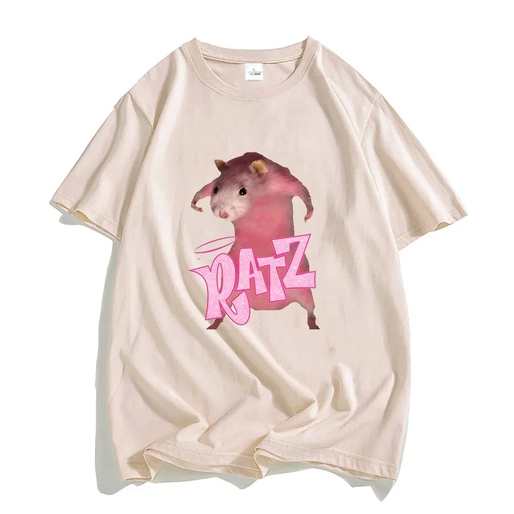 Ratz Mouse Cartoon Printed Women's T-shirt Casual Short Sleeve T-shirt