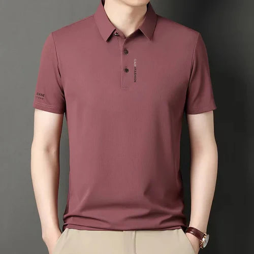2025 Men's Short Sleeve Solid Color Polo Shirt Breathable Comfortable
