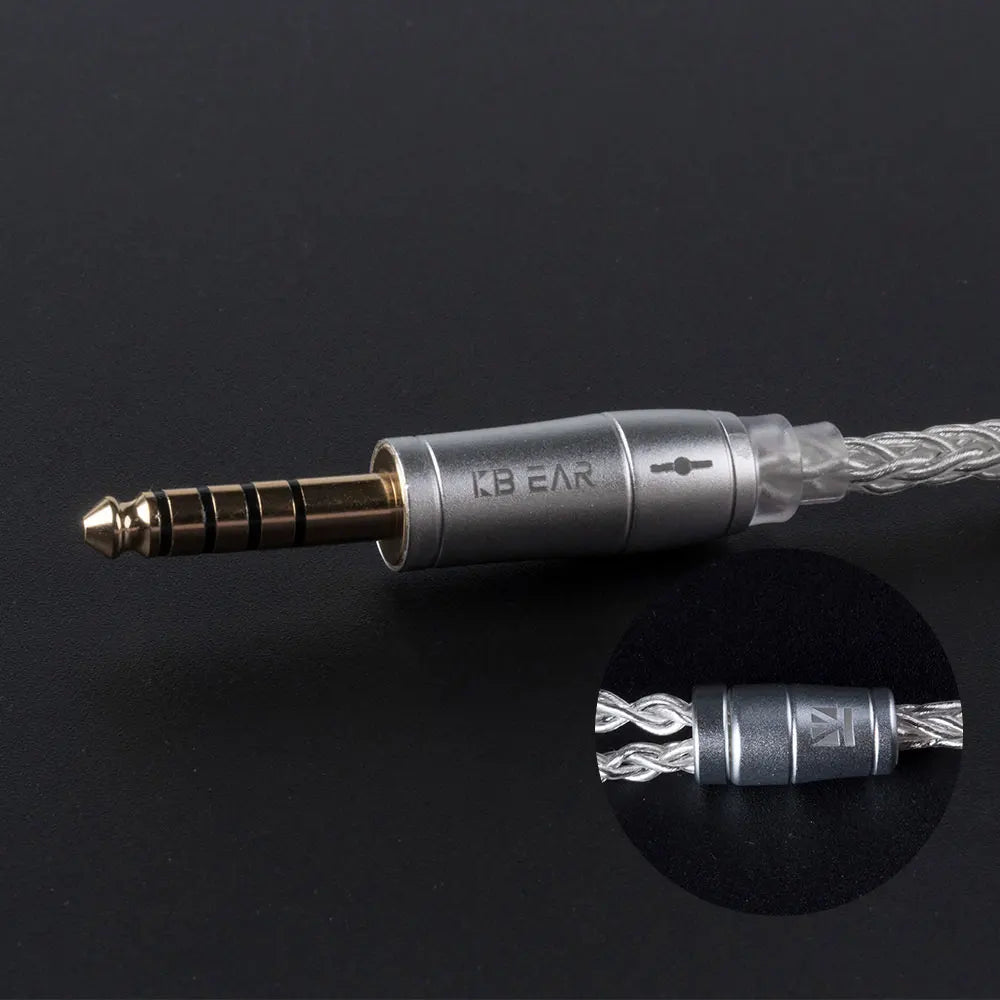 KBEAR 8 Core Upgraded Silver Wired Earphone Cable 2PIN/MMCX/QDC Gaming