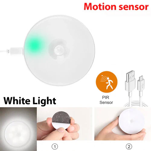 Led Night Light USB Charging Motion Sensor Round Energy-saving Led