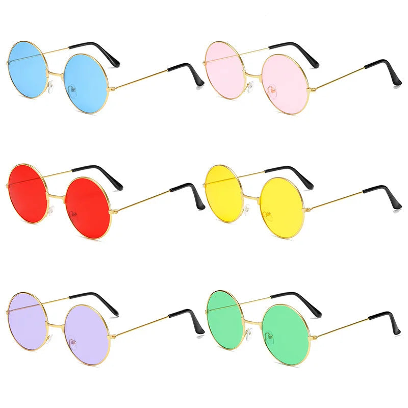 Retro Hippie Round Metal Frame Sunglasses Fashion Small Circle Sun
